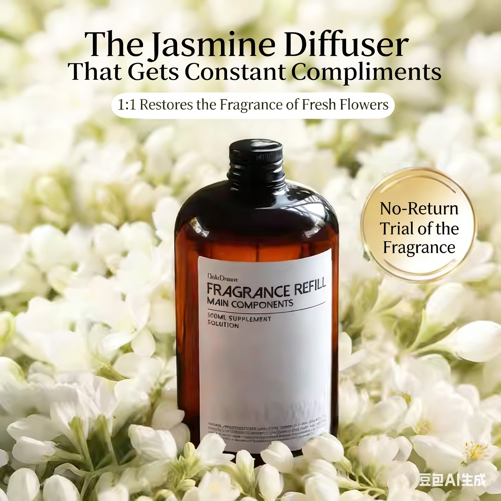 Jasmine Aromatherapy Refill Liquid, Long-lasting Fragrance for Indoor Use, Suitable for Home