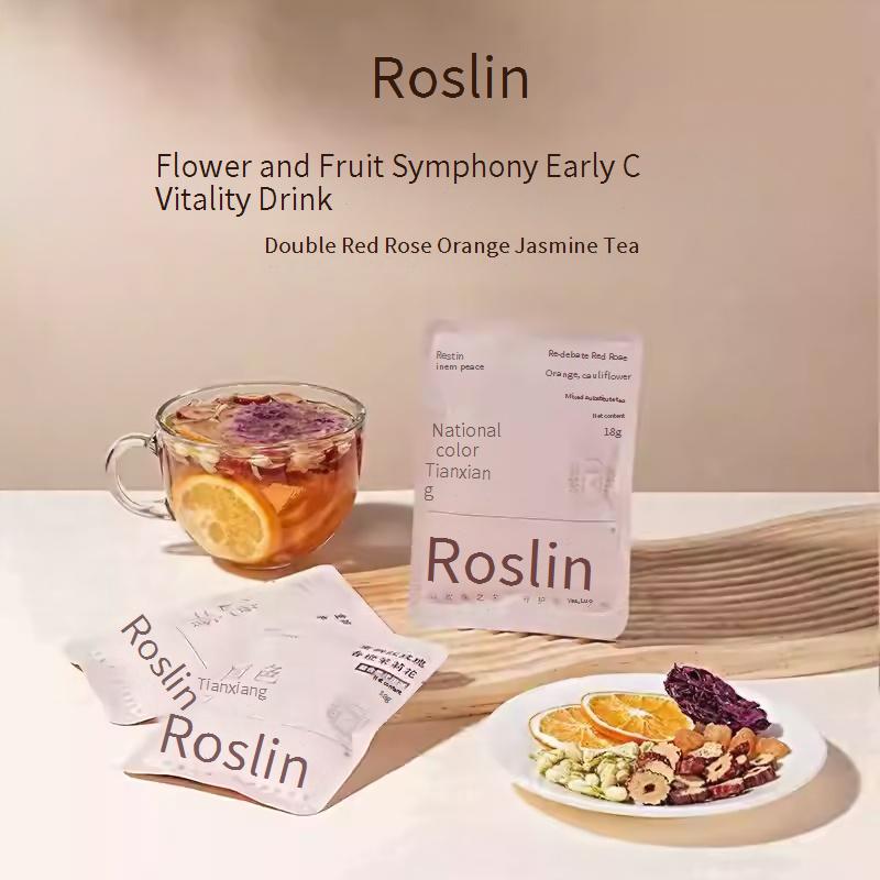 Roslin Rose Orange Jasmine Tea, 18g per bag, individually packaged, genuine ingredients, morning vitamin C boost, energizing tea for office