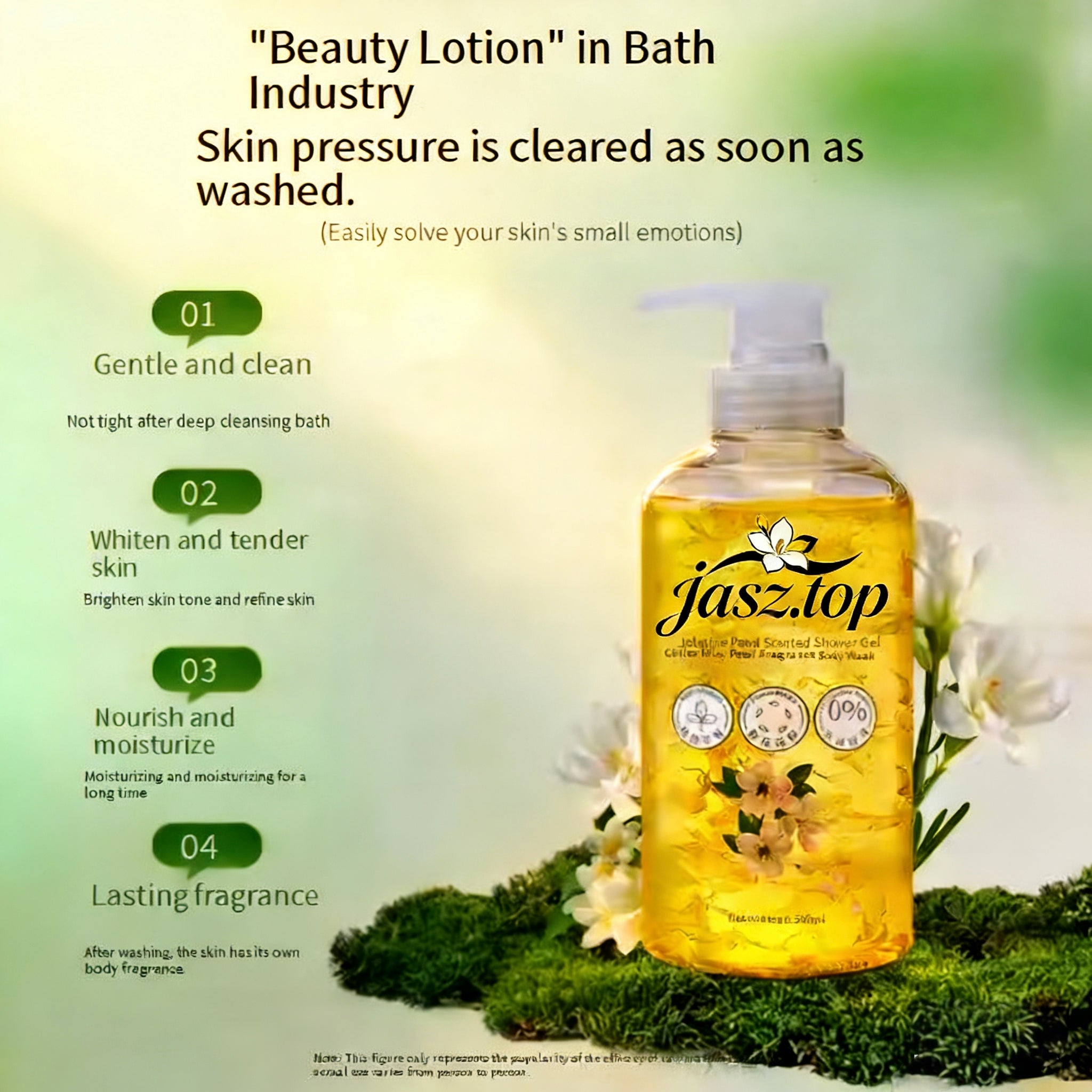 Jasmine Petal Scented Shower Gel | Long-Lasting Fragrance | Niacinamide Infused | Silky & Smooth | Deep Hydration | Gentle Cleansing