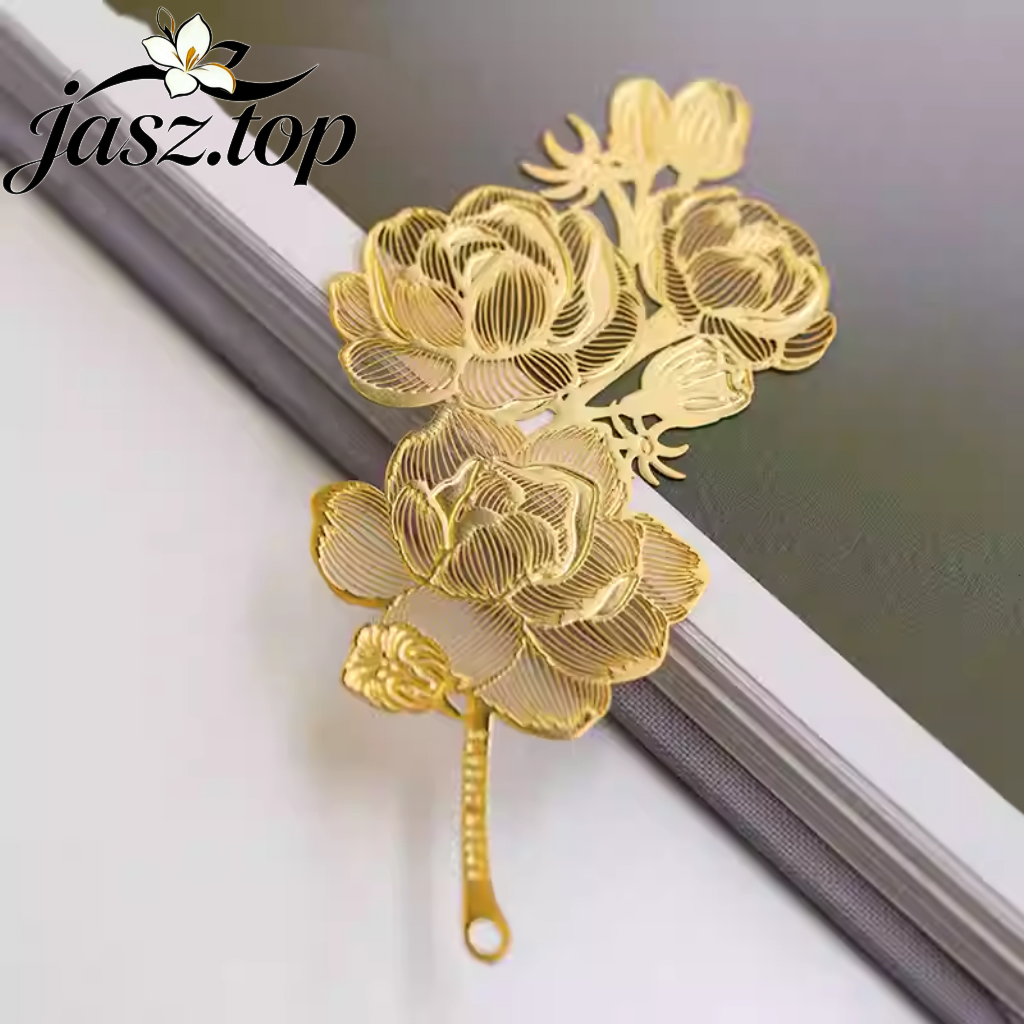 Jasmine Bookmark in the Palm – 18K Gold Cultural & Creative Product "Journey into the Flowers" | Gift for Teachers, Friends, Birthdays, and Retirement