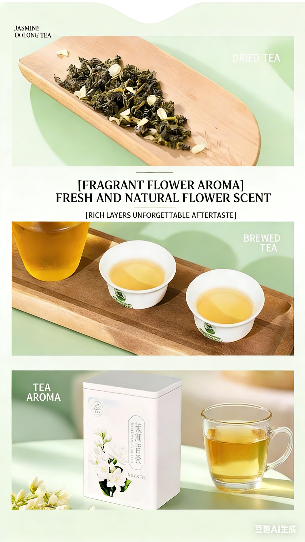 Jasmine Green Tea Oolong Cold Brew Tea, Premium Jasmine Tieguanyin, Fresh Aroma Cold Brew Beverage, Authentic Orchid Fragrance, Rich Flavor