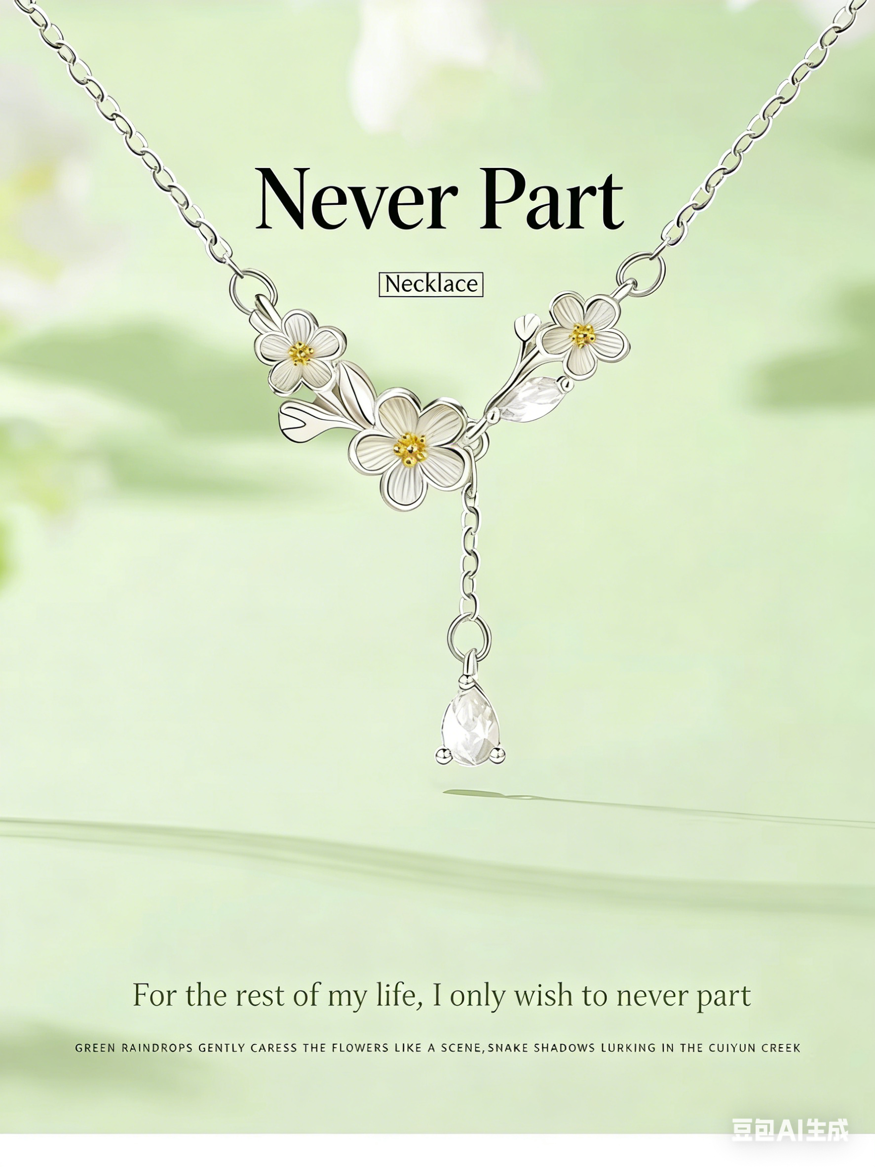 Moli Jasmine 999 Pure Silver Necklace, niche, light luxury, and high-end