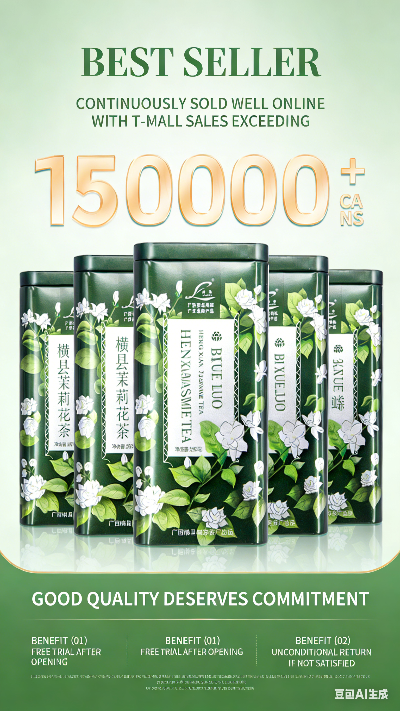 Jasmine Tea New Tea Jasmine Green Tea Premium Strong Fragrance Type Tea, Total 500 Grams, Hengzhou