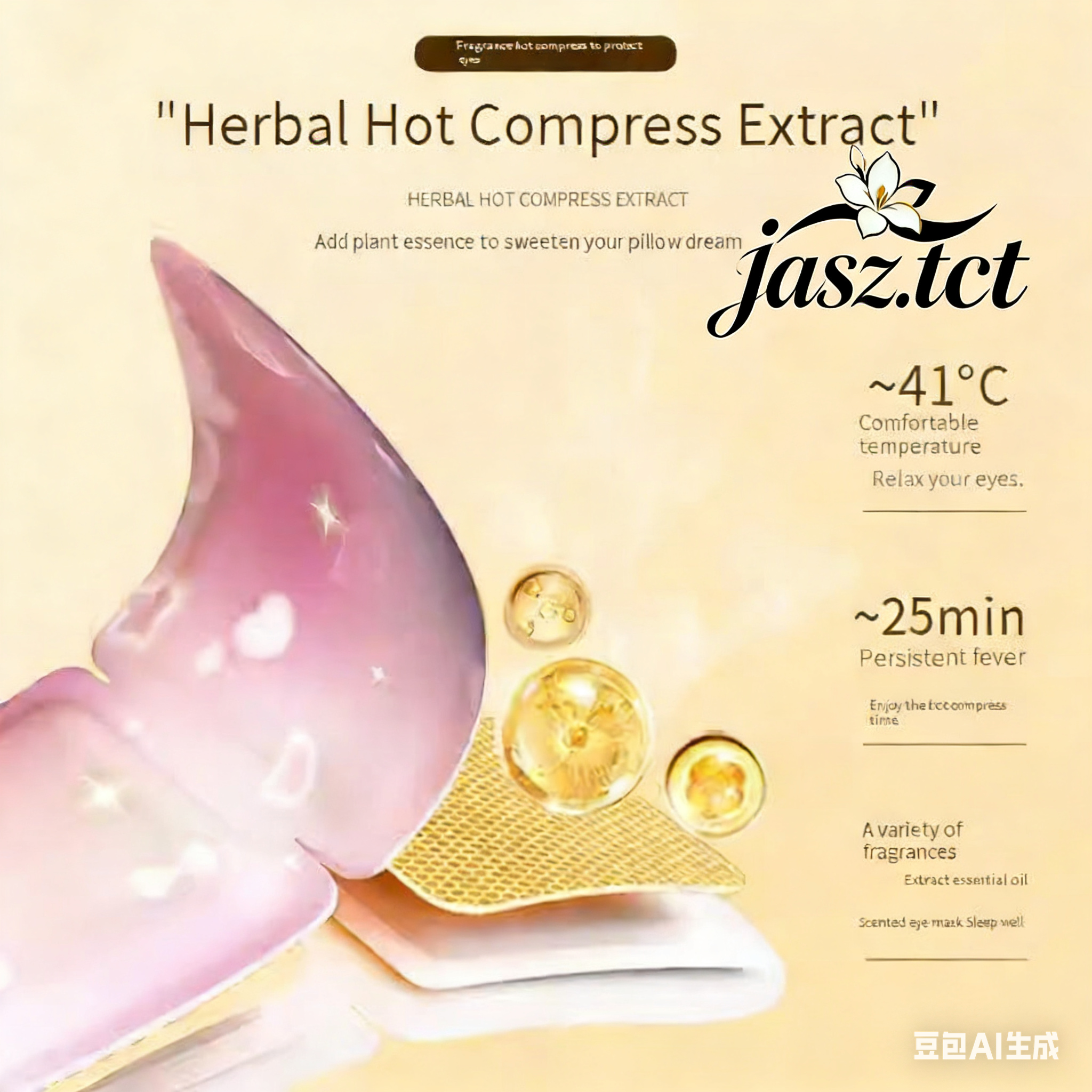 Glittering Color Steam Eye Mask - Jasmine & Peach Blossom Scent