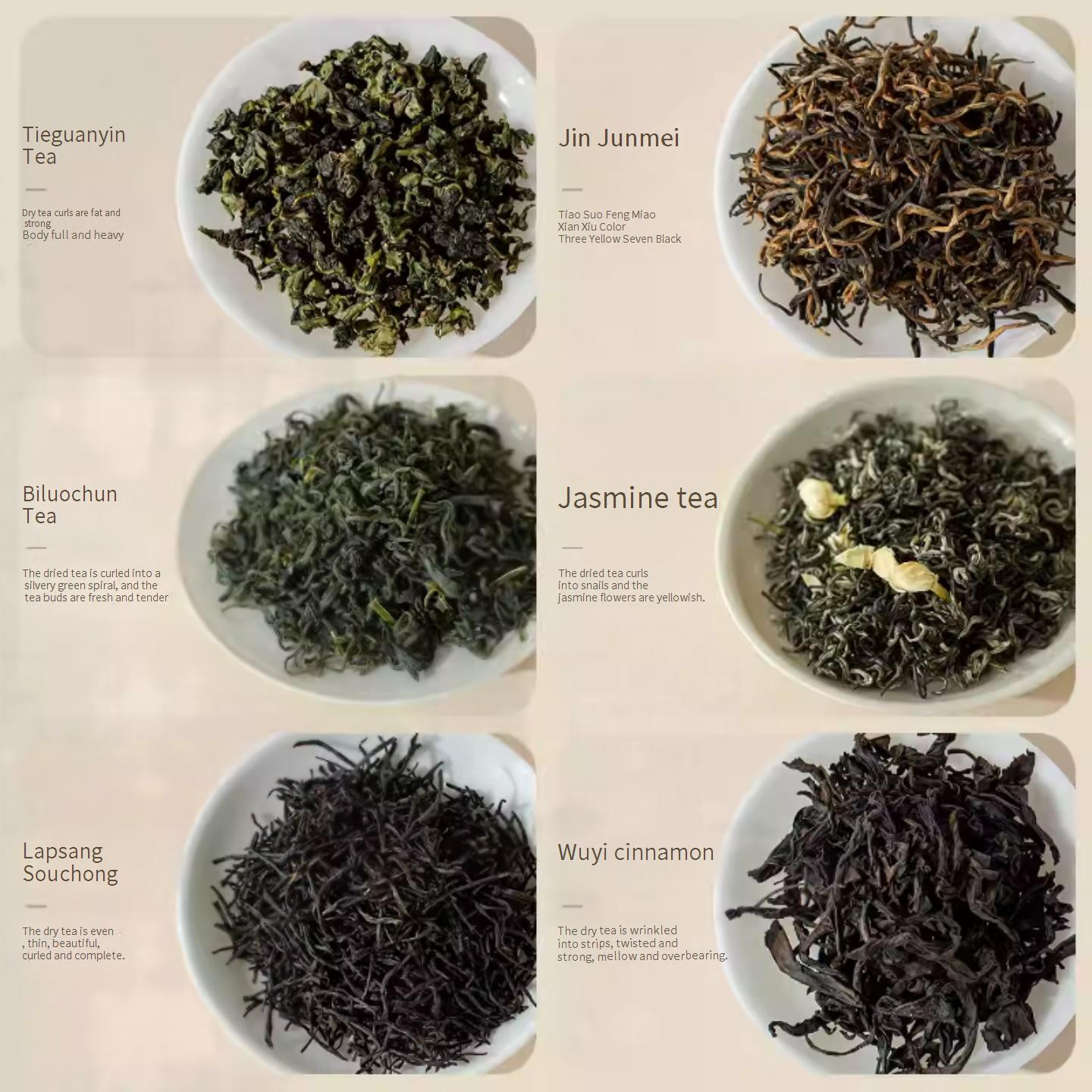 ultural and Creative Tea Gift Set with Mini Cans of Lapsang Souchong, Jinjunmei Black Tea, Rock Tea and Jasmine Tea