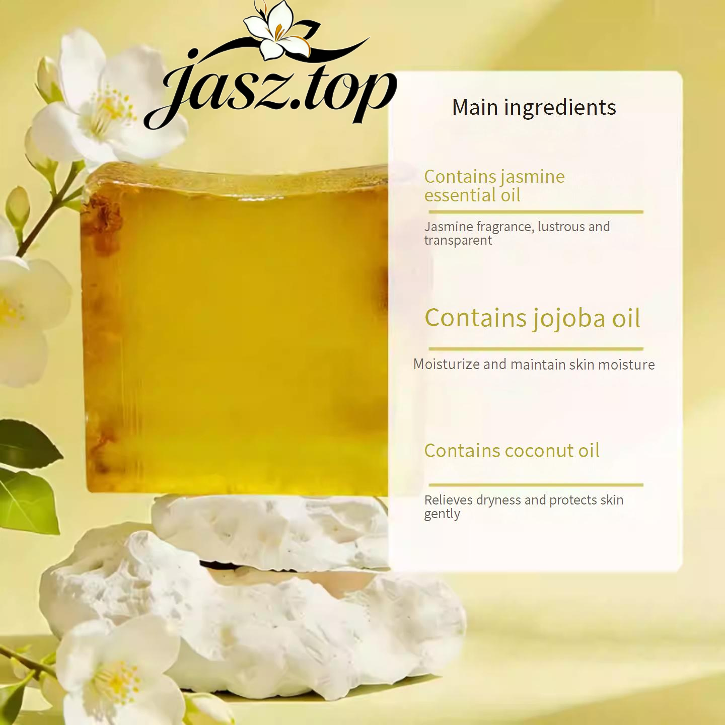 Handmade Jasmine Essential Oil Soap, Authentic Jasmine Fresh Flower Soap, Natural Soap for Face Cleansing & Full Body Bathing