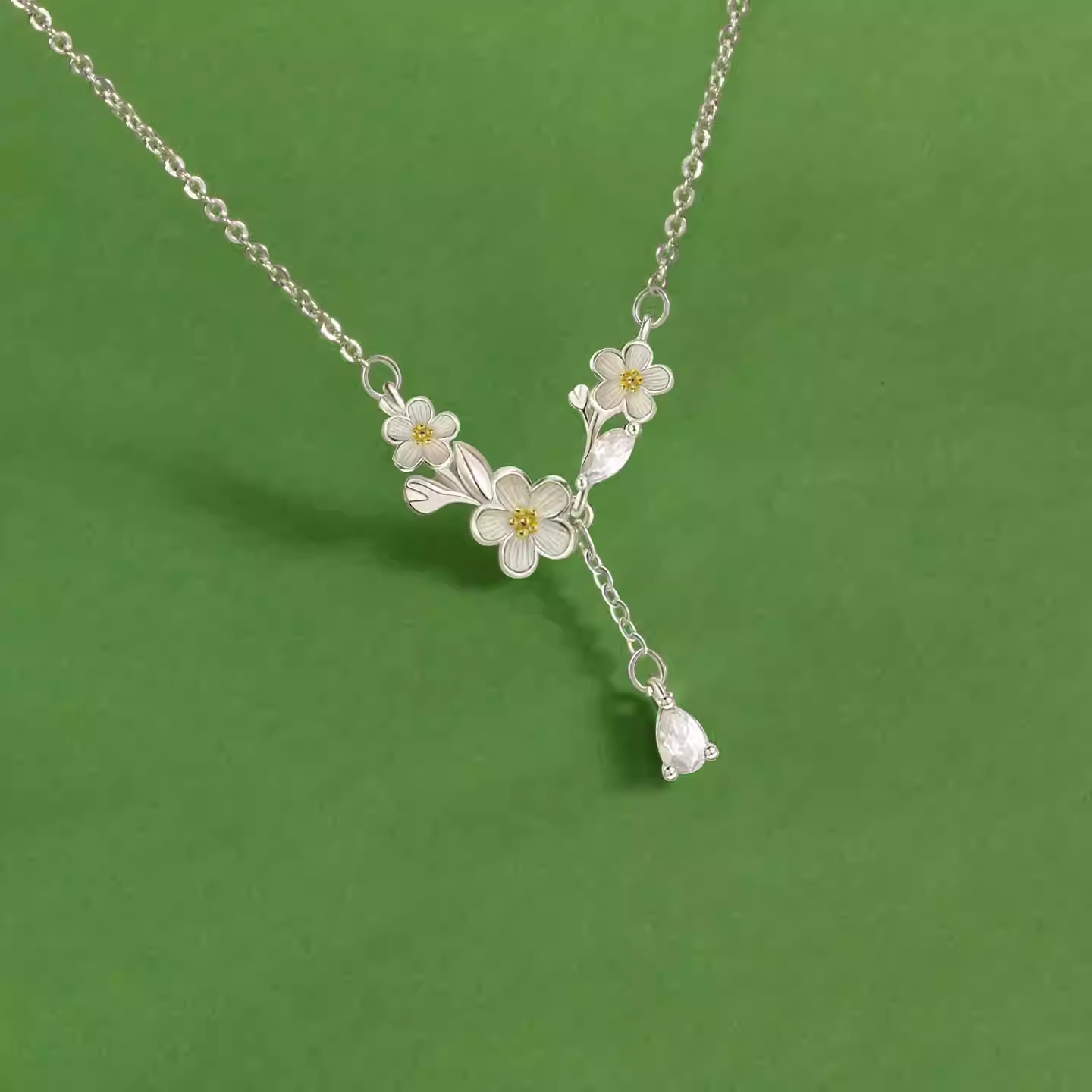 Moli Jasmine 999 Pure Silver Necklace, niche, light luxury, and high-end