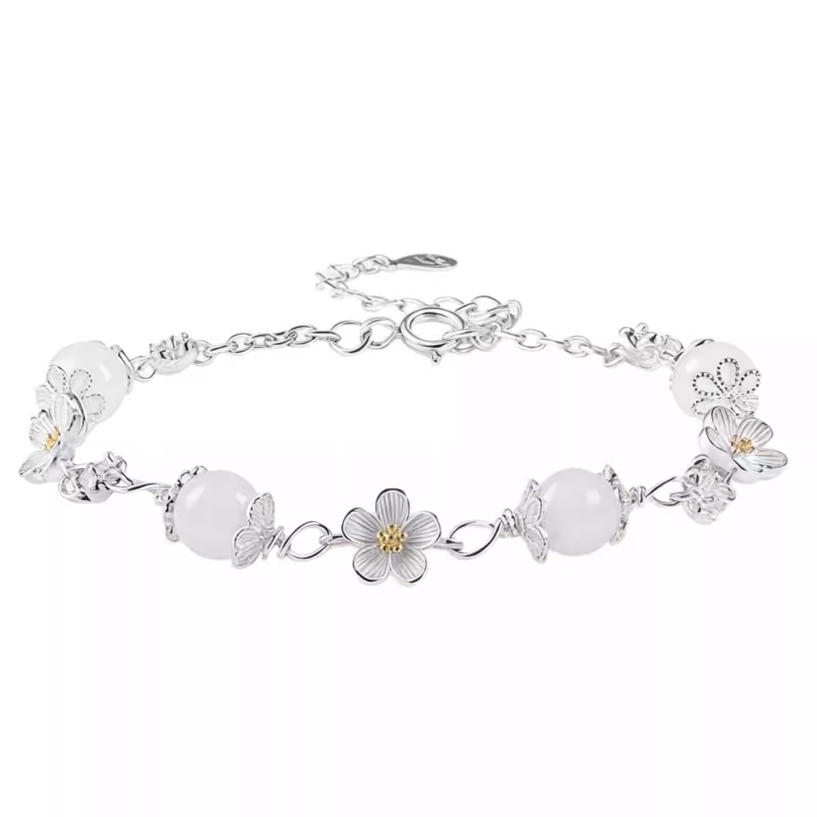 Sterling silver S999 pure silver bracelet, light luxury and niche, "Mo Li" jasmine bracelet, women's high-end and exquisite Hetian jade bracelet
