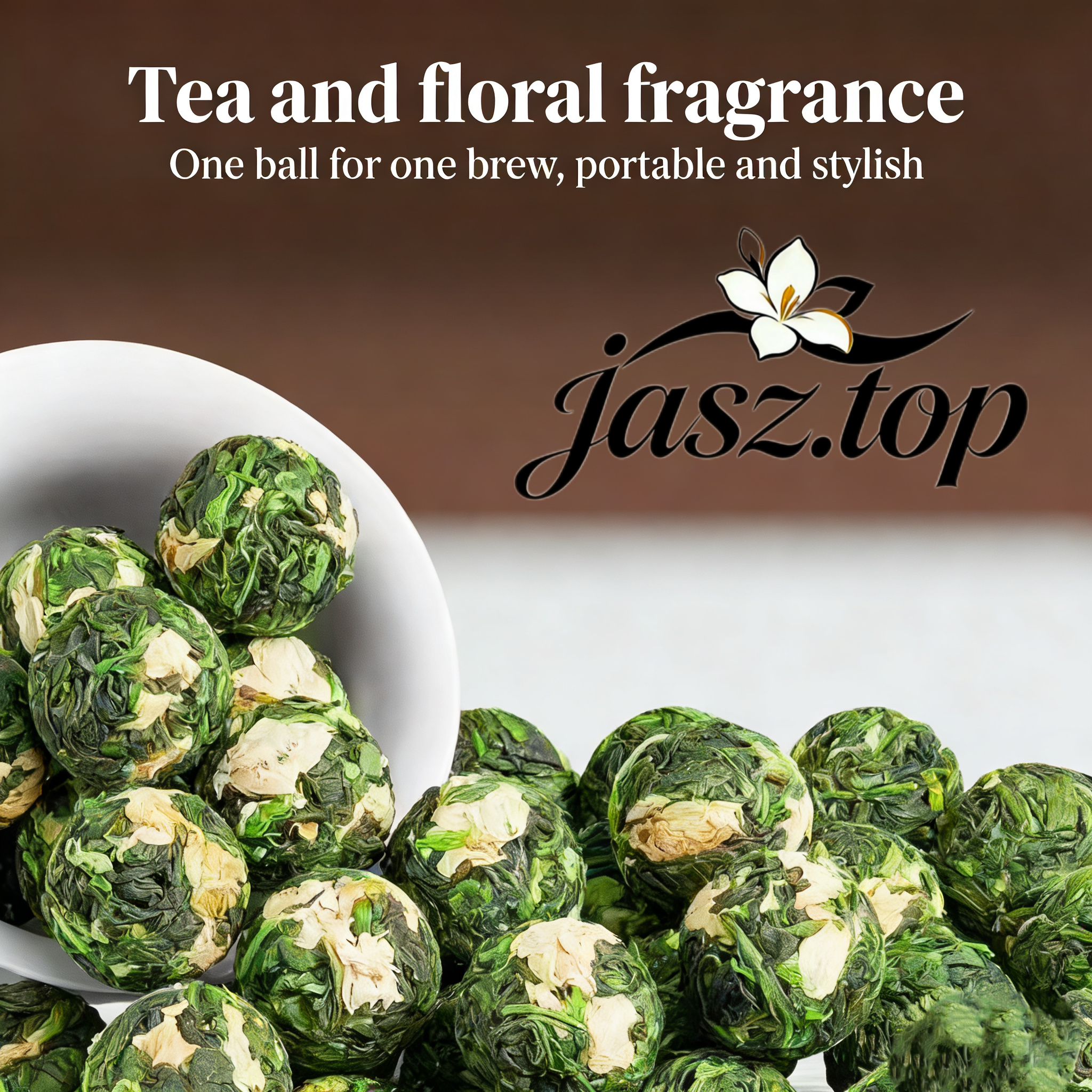 Premium Jasmine Dragon Pearl Tea, Handcrafted with Ancient Scenting Technique, Green Tea Scented with Jasmine Blossoms