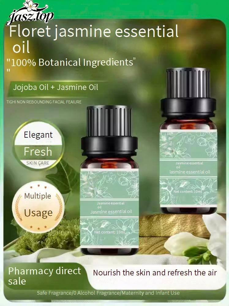 Natural Small Jasmine Flower Essential Oil, Full Body Massage for Meridian Unblocking & Body Detoxification