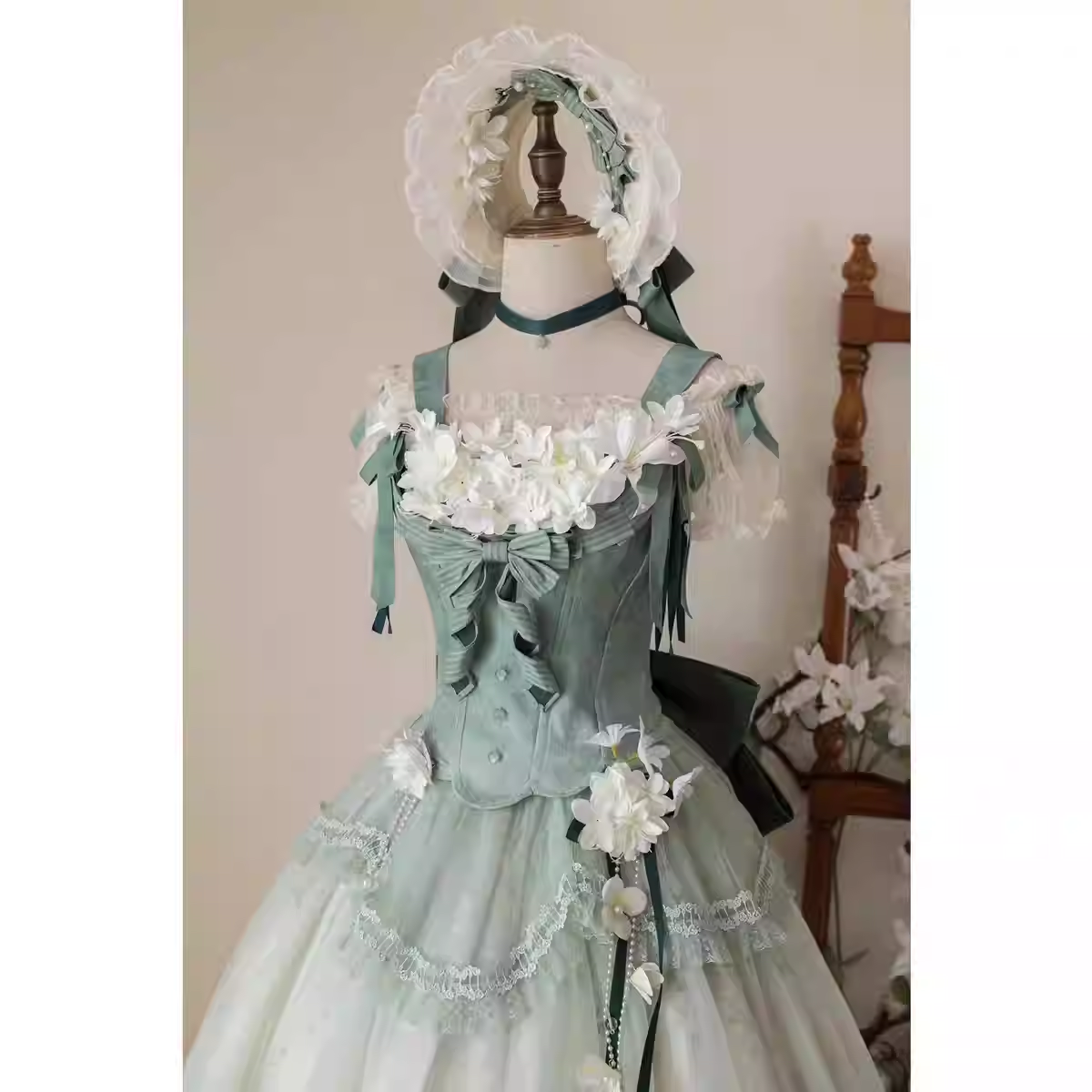 Yuanshan Jasmine Lolita dress, green evening gown for women, sweet and lovely runaway princess dress