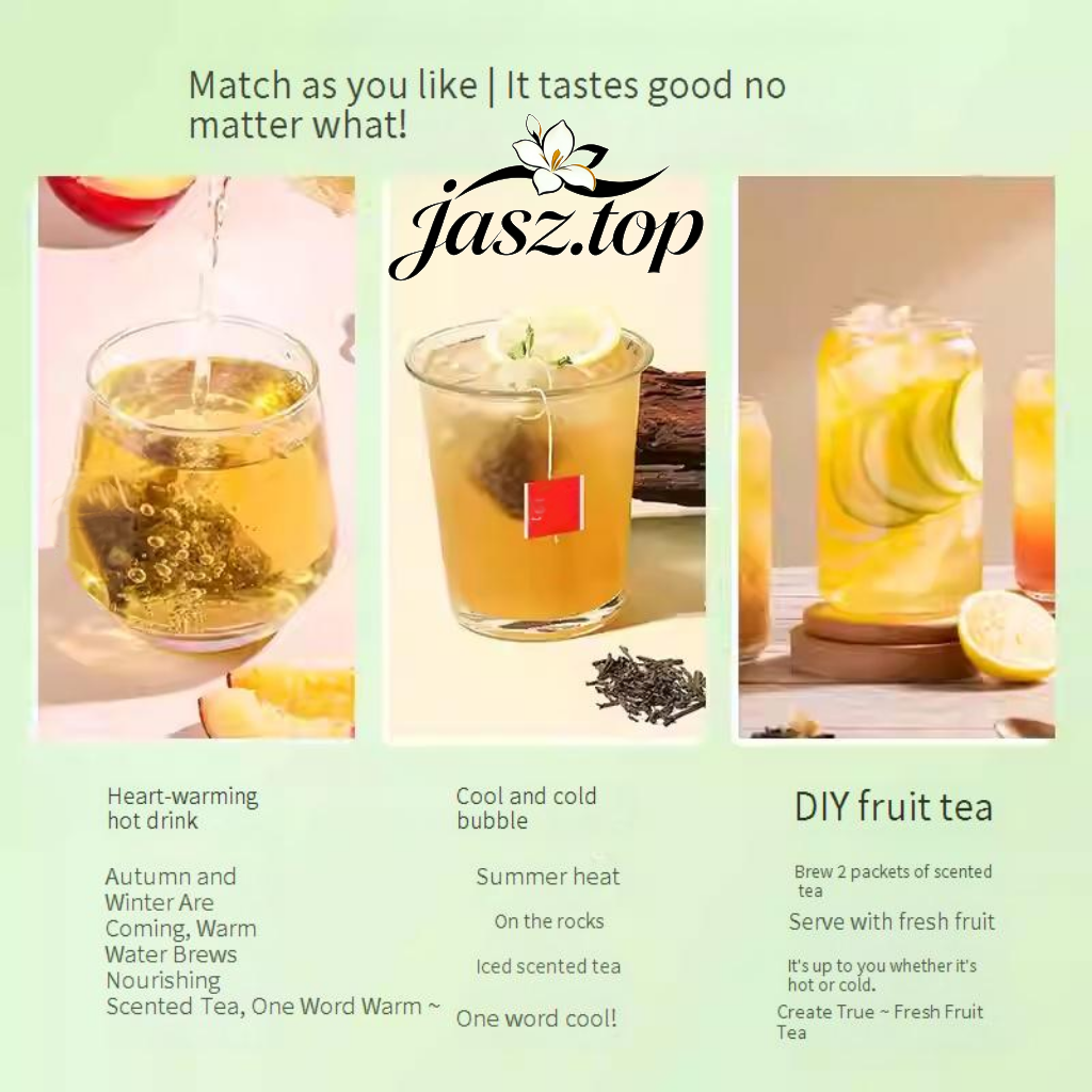 Jasmine Green Tea Bags, Rich Aroma Floral Tea, Cold Brewable, Triangular Pyramid Tea Bags, Women-Friendly, Brewable Anytime, Perfect for Gift & Souvenir Boxes