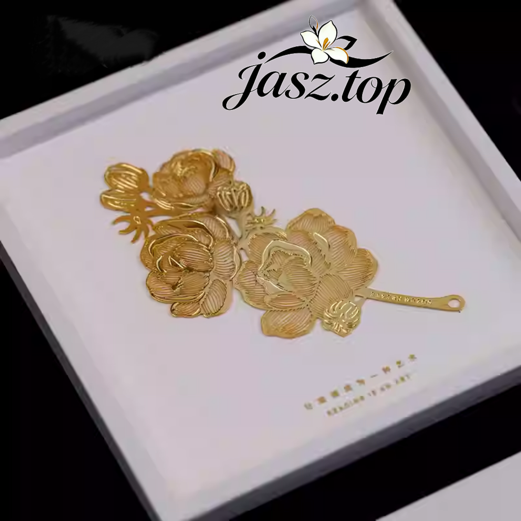 Jasmine Bookmark in the Palm – 18K Gold Cultural & Creative Product "Journey into the Flowers" | Gift for Teachers, Friends, Birthdays, and Retirement
