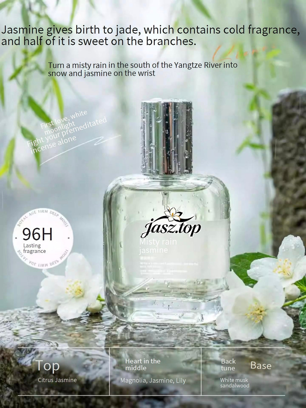 Chuti Jasmine Perfume, Woody Floral Unisex, Long-Lasting Light Crisp Fragrance