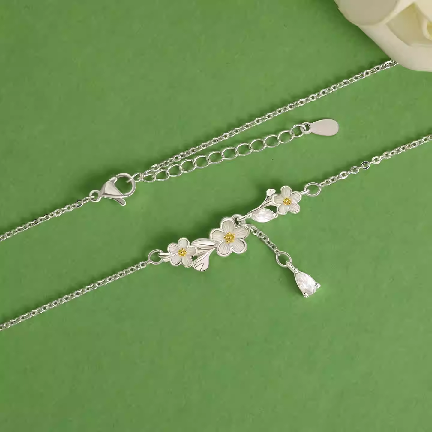 Moli Jasmine 999 Pure Silver Necklace, niche, light luxury, and high-end