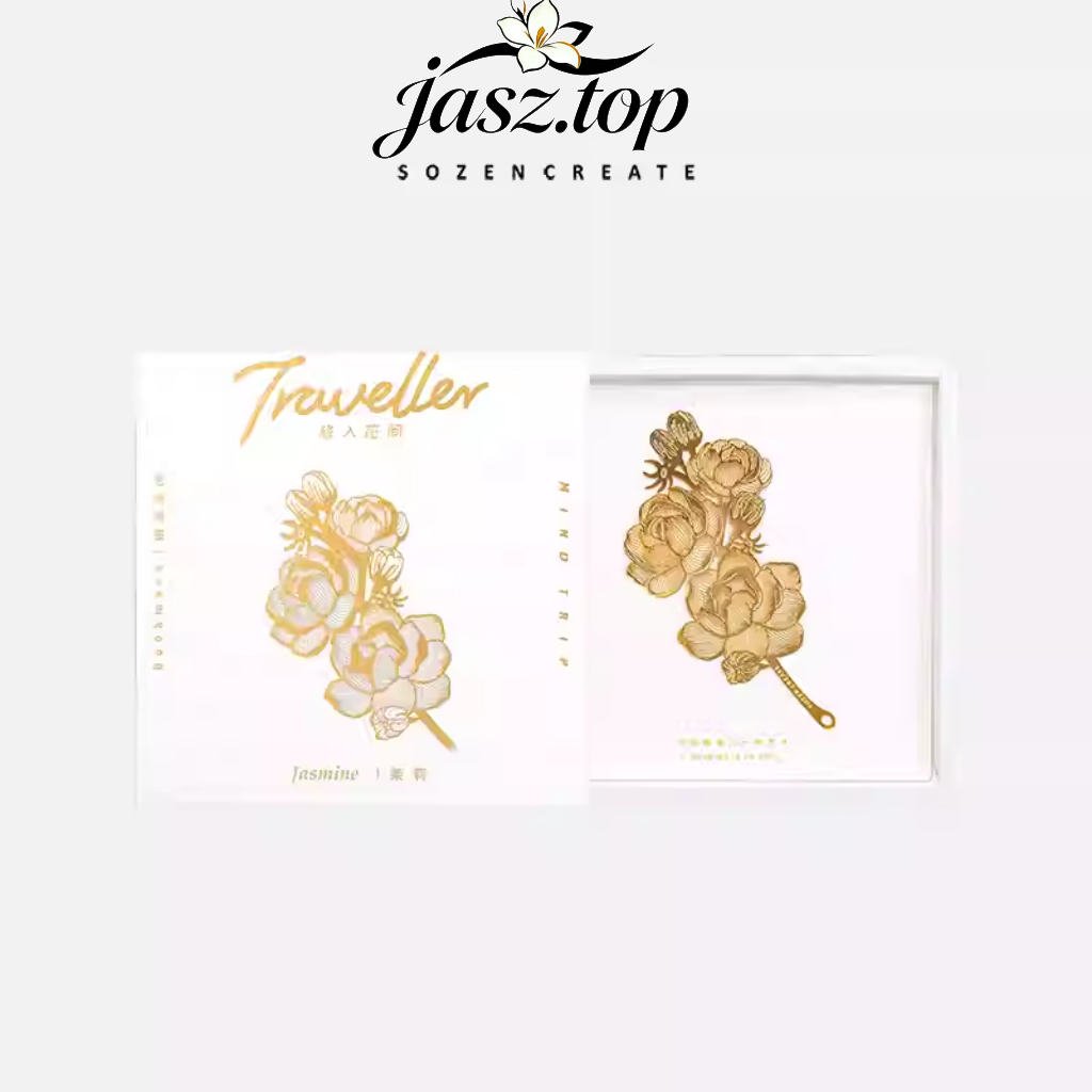 Jasmine Bookmark in the Palm – 18K Gold Cultural & Creative Product "Journey into the Flowers" | Gift for Teachers, Friends, Birthdays, and Retirement