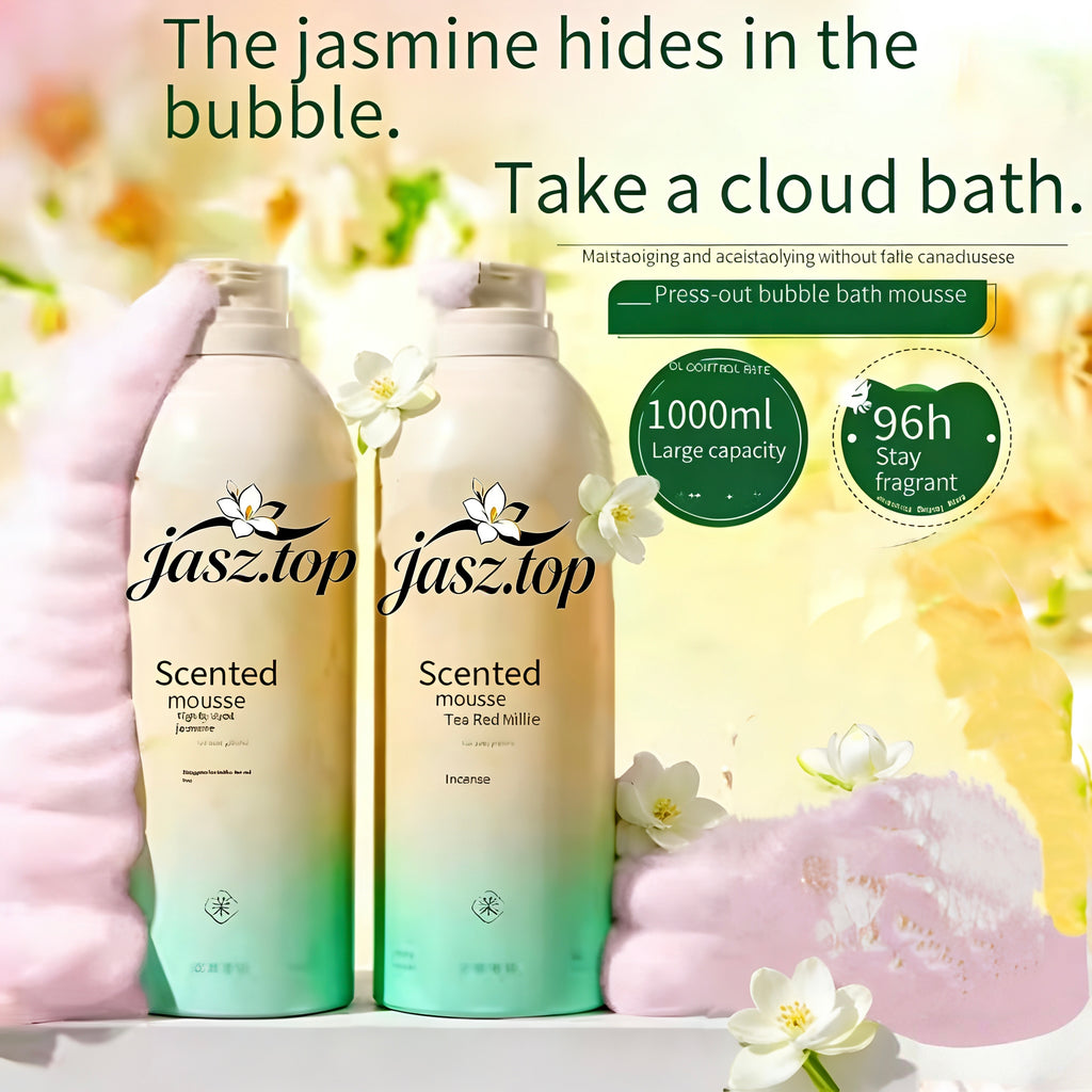 Jasmine Fragrance Shower Mousse, Amino Acid Cloud Foam, Long-Lasting Scent, Deep Cleansing, Hydrating & Moisturizing, Oil-Control Shower Lotion