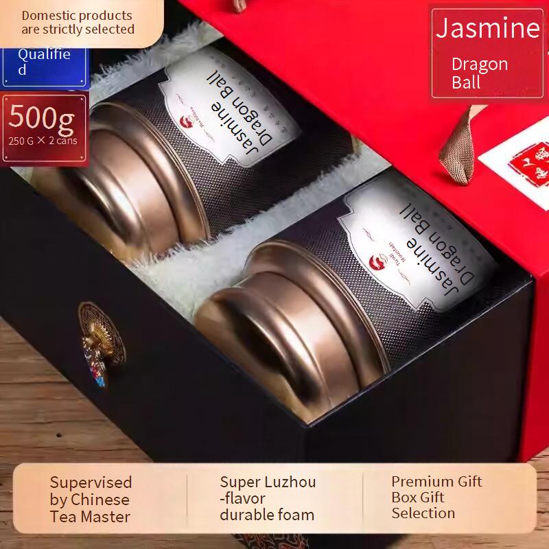 Longdi 2025 New Tea Jasmine Dragon Pearl Scented Tea, Premium Strong Aroma Green Tea, Gift Box for New Year Gifting