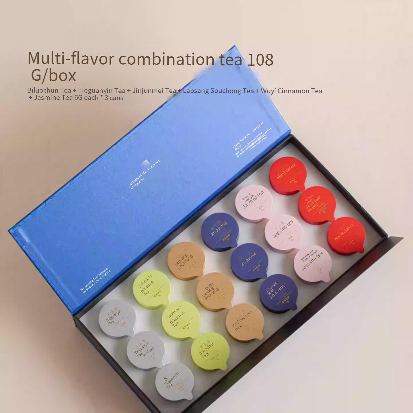 ultural and Creative Tea Gift Set with Mini Cans of Lapsang Souchong, Jinjunmei Black Tea, Rock Tea and Jasmine Tea