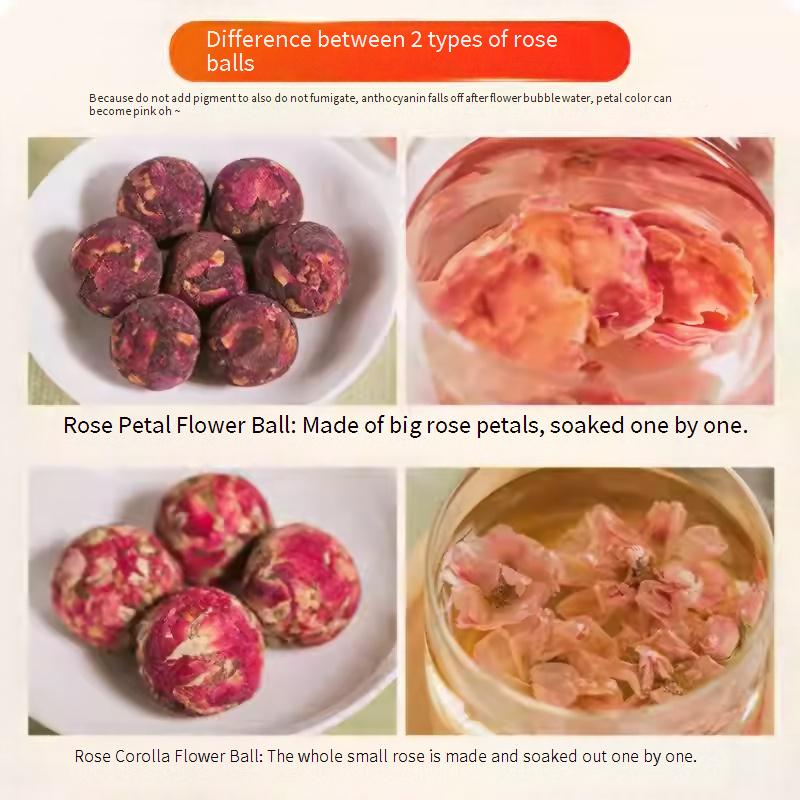 Handmade Premium Dragon Pearl Flower Tea Balls, Blooming Tea with Rose, Jasmine, Roselle and Large Chrysanthemum Blooms